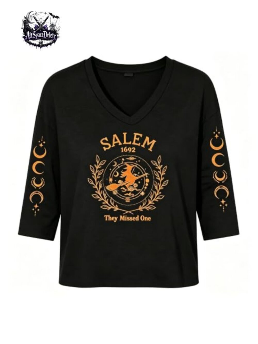 Salem 1692 3/4 Sleeve Halloween Graphic Tunic Tee - Picture 3 of 6
